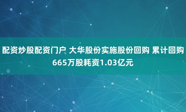 配资炒股配资门户 大华股份实施股份回购 累计回购665万股耗资1.03亿元